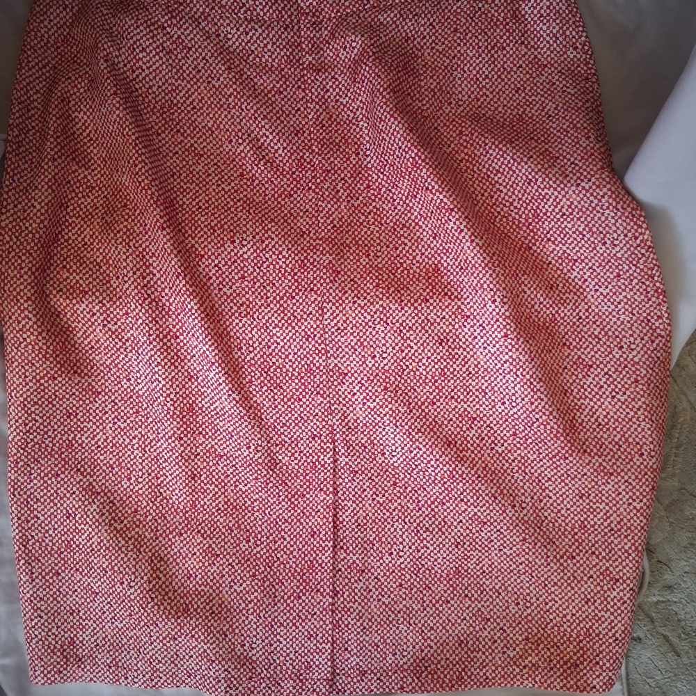 Kenneth Cole Red and Cream Checked Silk Skirt - Picture 2 of 6